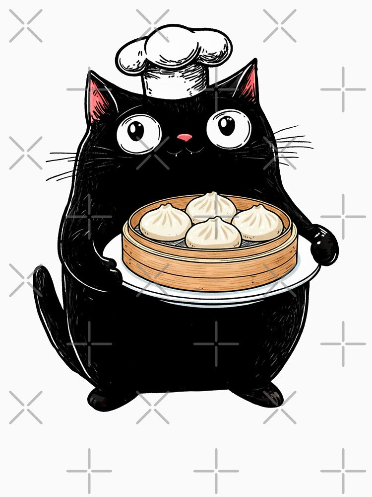 Cute Fat Cat, Steamer, Baozi Buns by OrenjiArtShop