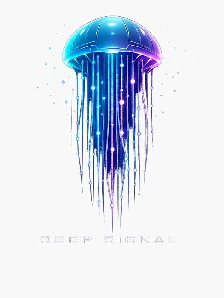 Deep Signal Cyberpunk Jellyfish T-Shirt – Neon Sci-Fi Ocean Aesthetic, Futuristic Glow Design by JonelCrafts