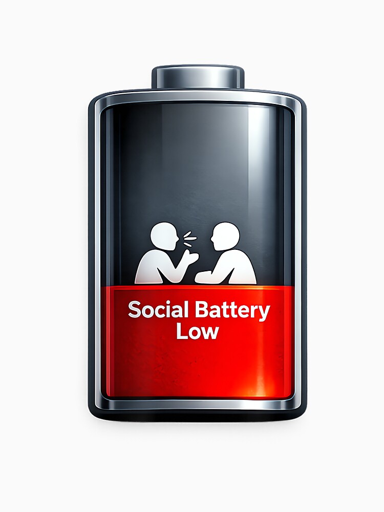 Social Battery Low - Introvert Mood Funny Design by JohnVBurks