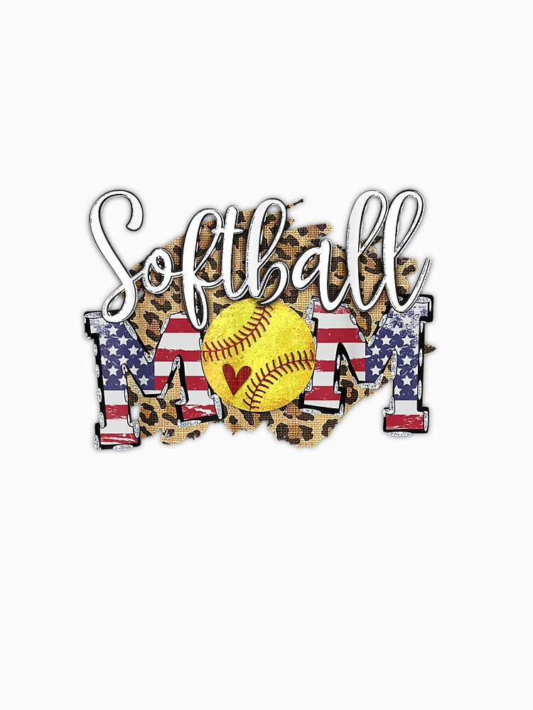 Softball Mom Leopard Flag American Baseball Mom Mother's Day by mainana78