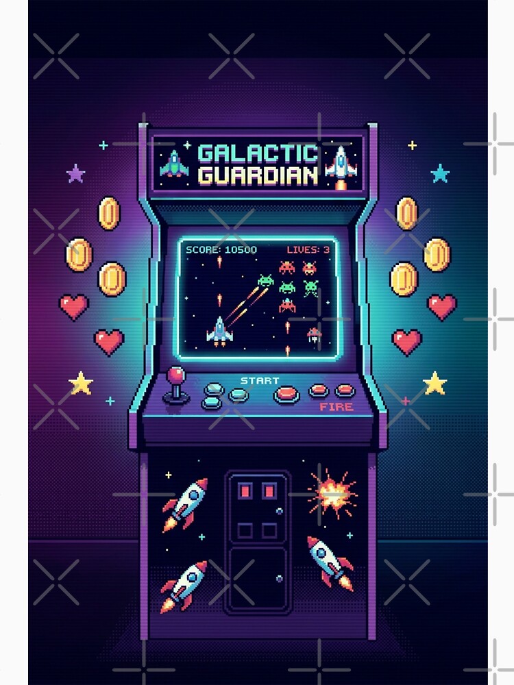 Retro Arcade Pixel Art — Vintage 80s Gaming Cabinet | Synthwave Gamer Gift by spectomine