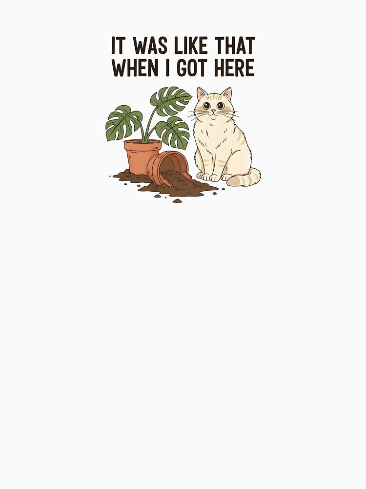 Funny Guilty Cat Broken Monstera Plant by Kvarny