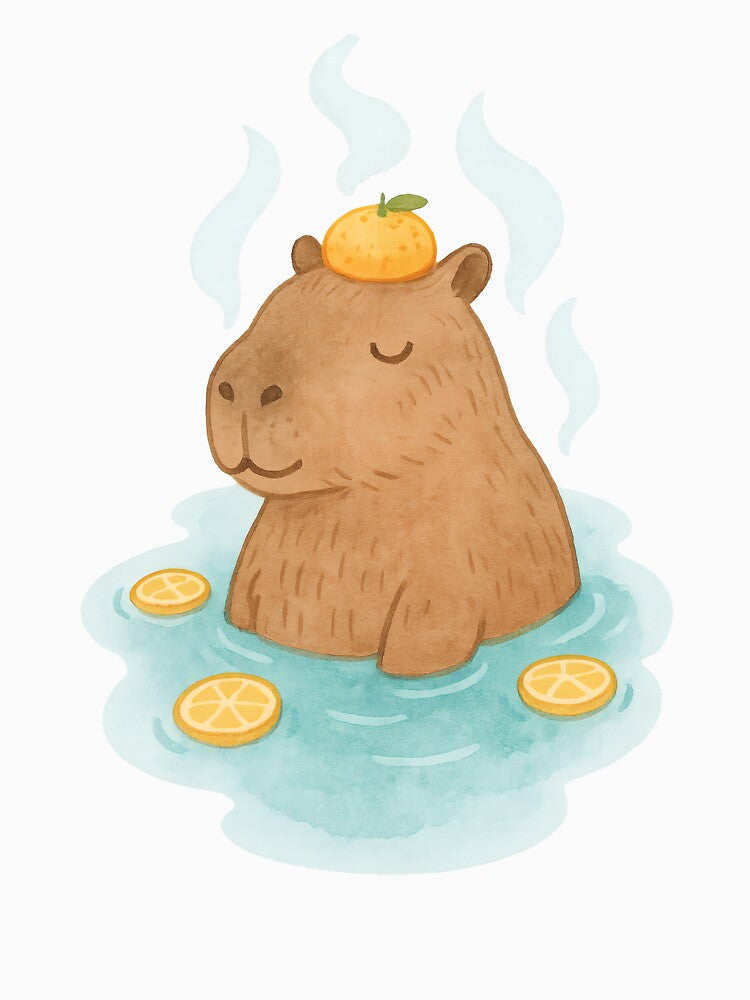Capybara Hot Springs | Relaxing Hand-Drawn Illustration by Ombrya