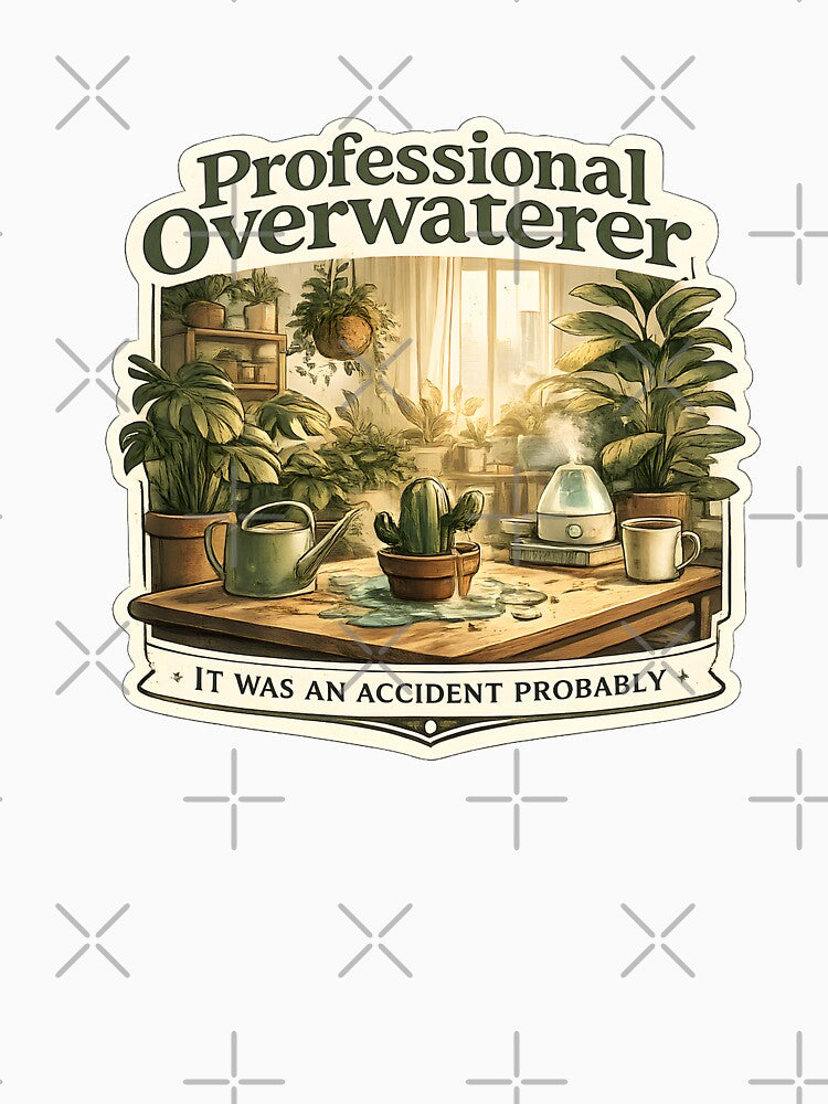Professional Overwaterer Funny Plant Parent Apartment Jungle Artwork by StickyGuys