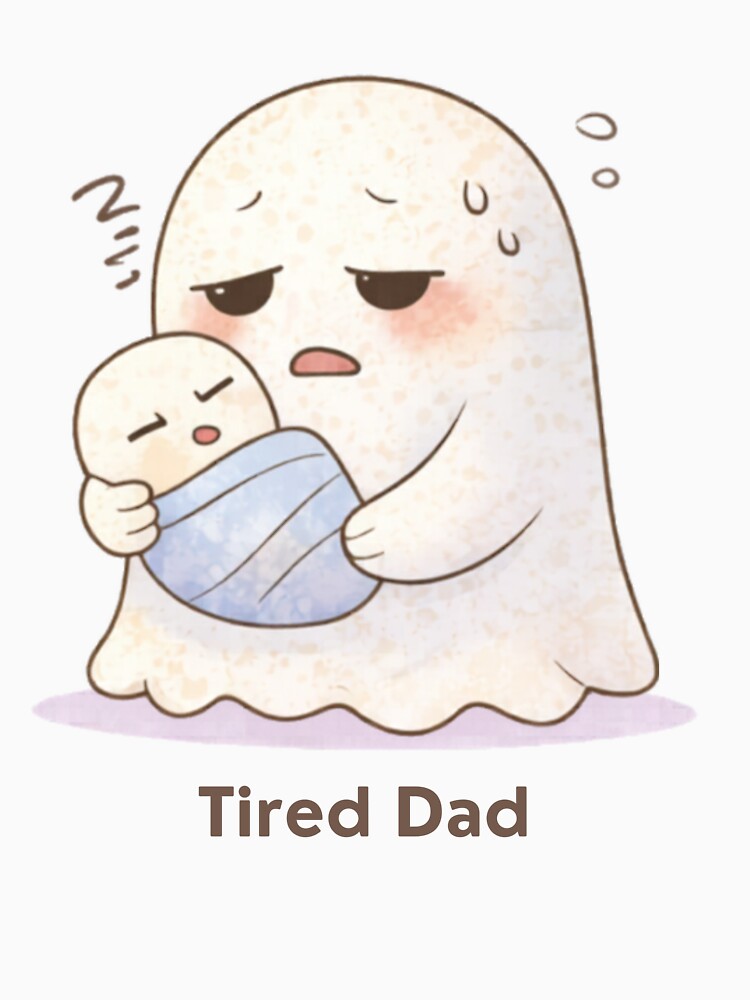 Tired Dad Ghost | Cute Kawaii Aesthetic | Relatable Fatherhood Design by The Mood Index