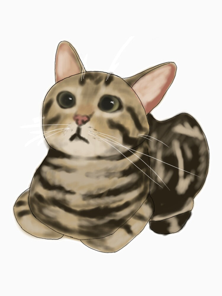 Brown tabby cat loafing by CreationsByBear