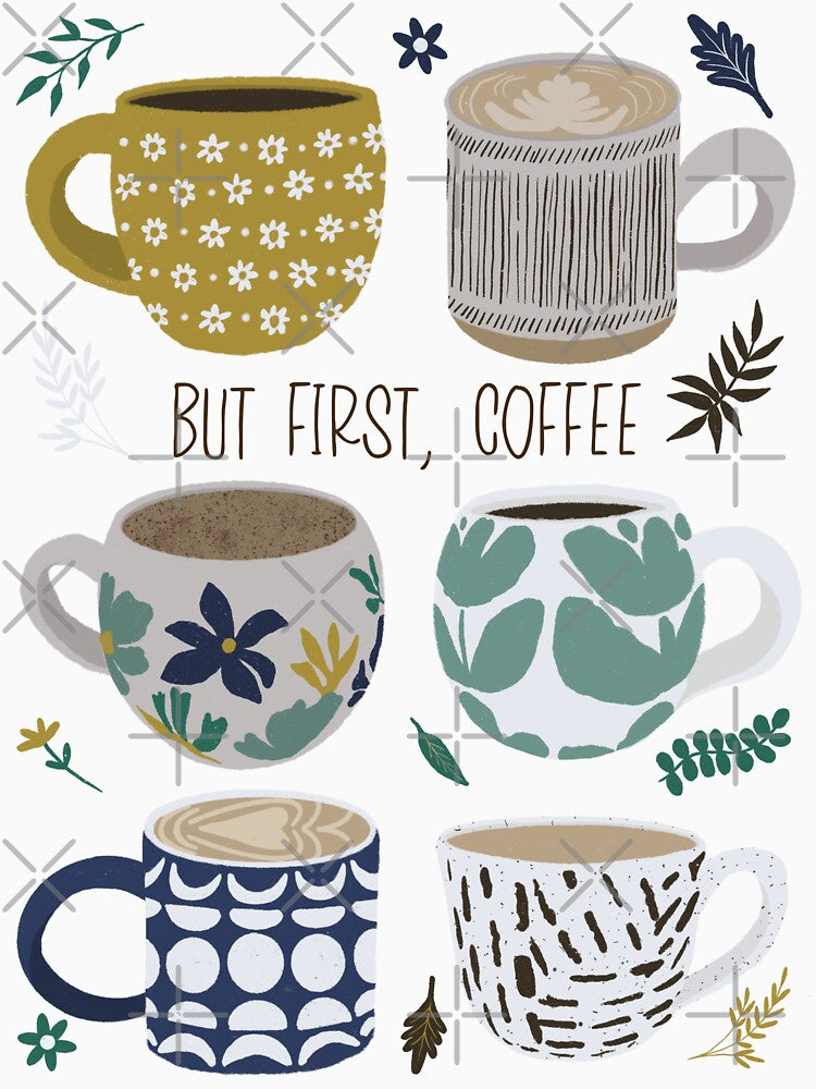 But First, Coffee mugs and leaves (portrait view) by Jackies-art