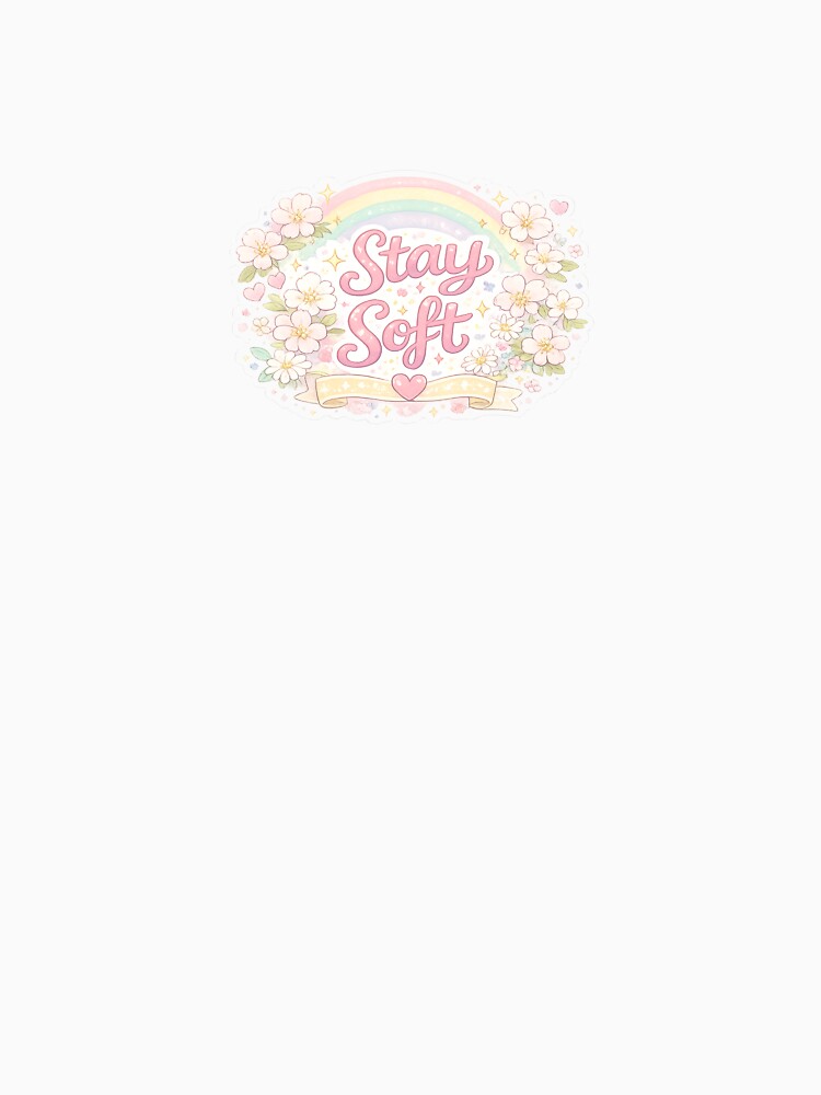 Stay Soft Pastel Floral Quote Aesthetic Sticker by Artbysarmina