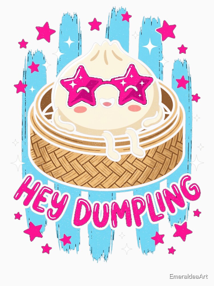 Hey Dumpling – Cute Kawaii Dumpling with Pink Star Sunglasses by EmeraldeaArt