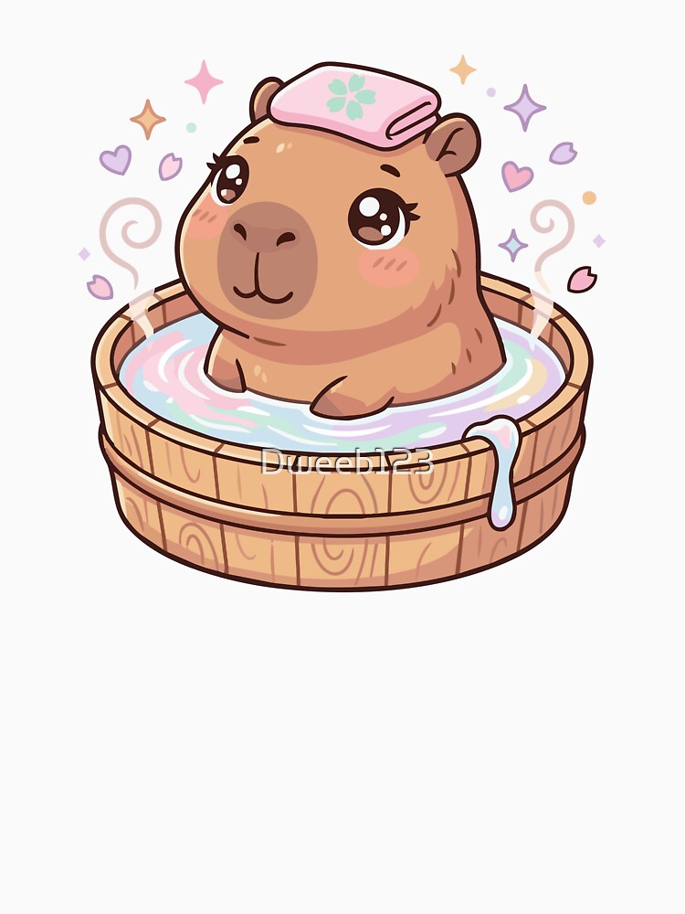 Capybara Hot Spring | Japanese Onsen Aesthetic Art by Dweeb123