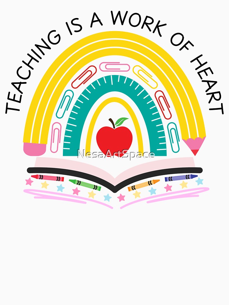 Teaching is a Work of Heart Pencil Rainbow by NesaArtSpace