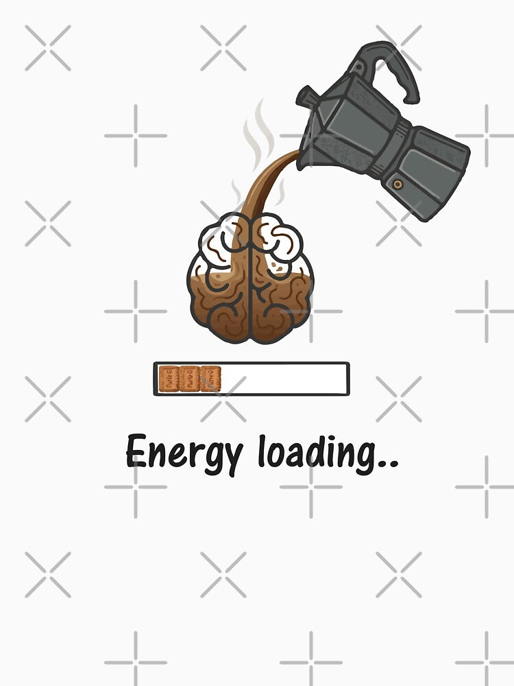 Moka Pot Coffee Loading Energy - Minimalist Caffeine Brain Art by LoFi-OG