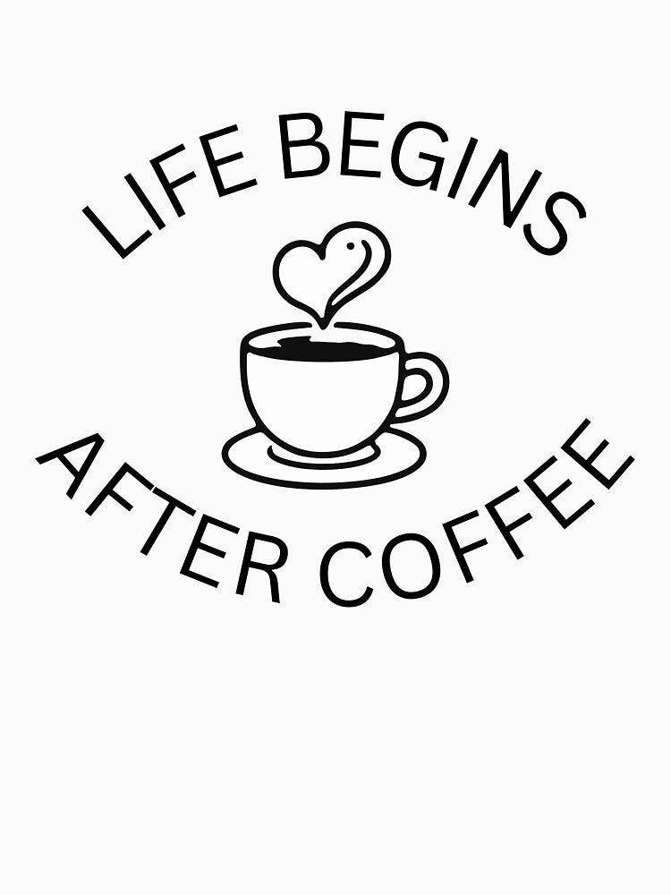 Life Begins After Coffee Typography Art by VibeoCanvasShop