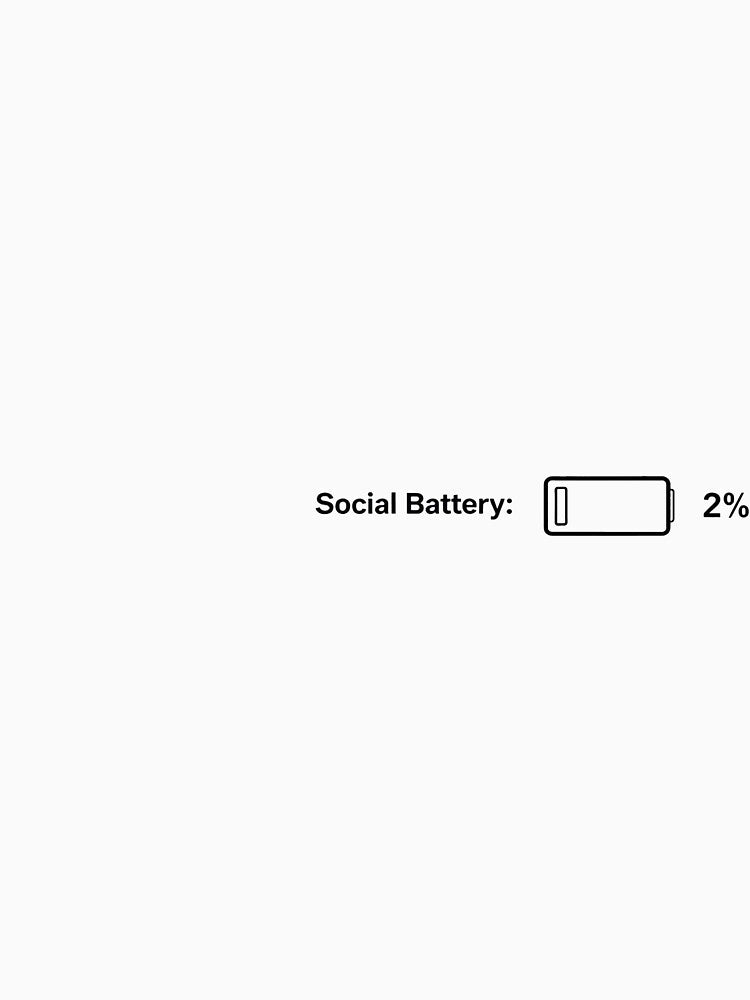 Social Battery 2% Funny Introvert Minimalist T-Shirt Design by Evv_u