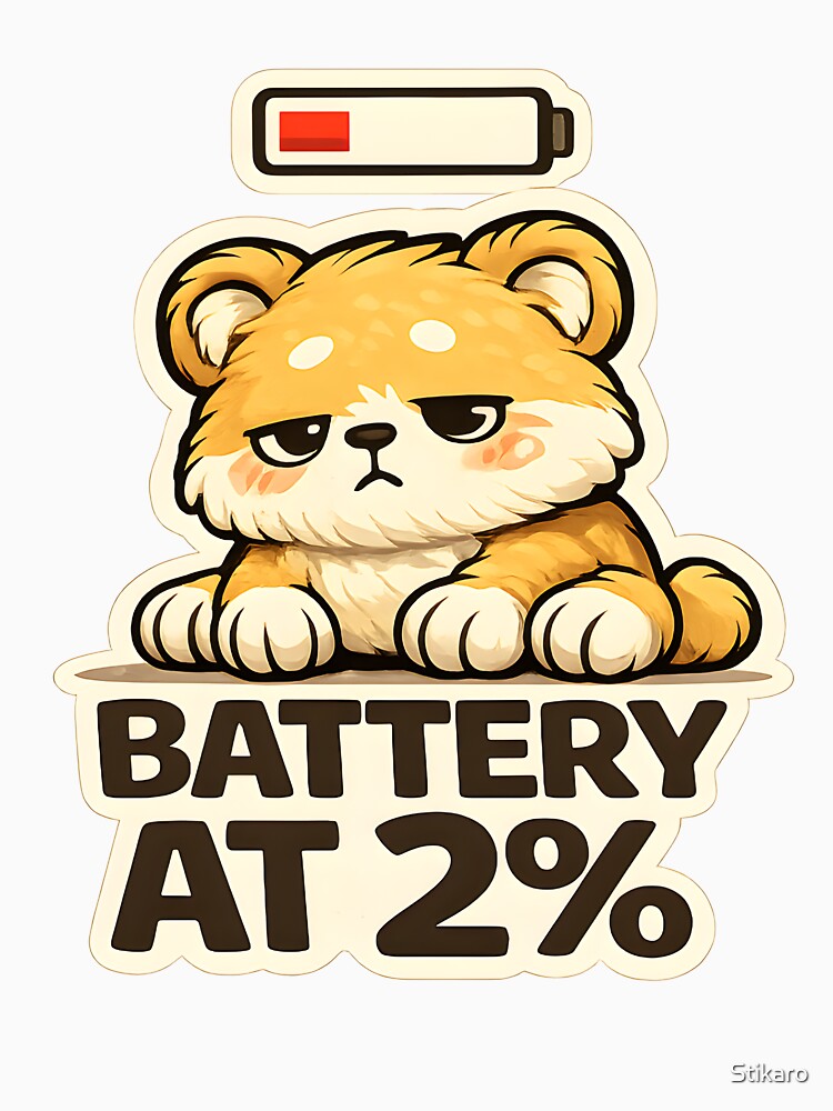 Battery at 2% – Social Battery Introvert Humor by Stikaro