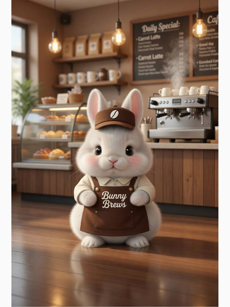 Bunny Brews Cute Coffee Barista — Adorable Cafe Aesthetic by lovelistivkaa