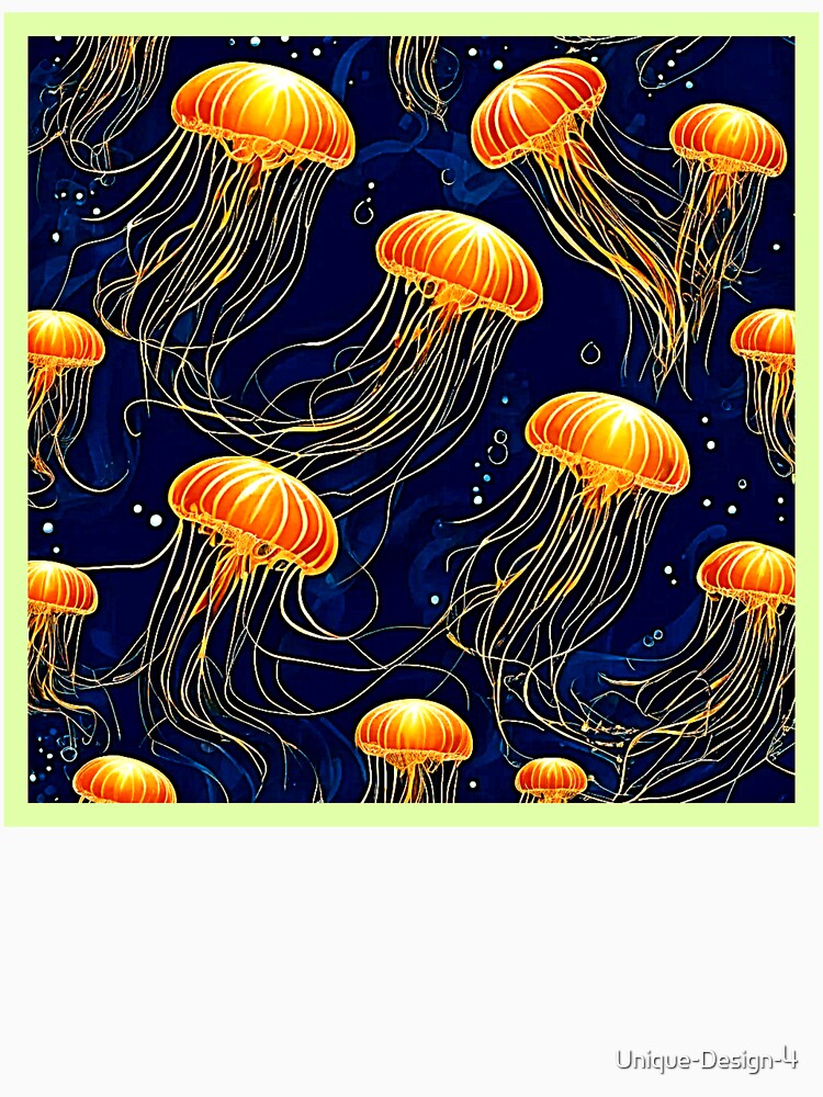Orange Jellyfish Pattern Art by Health And Fitness Posts e-Store
