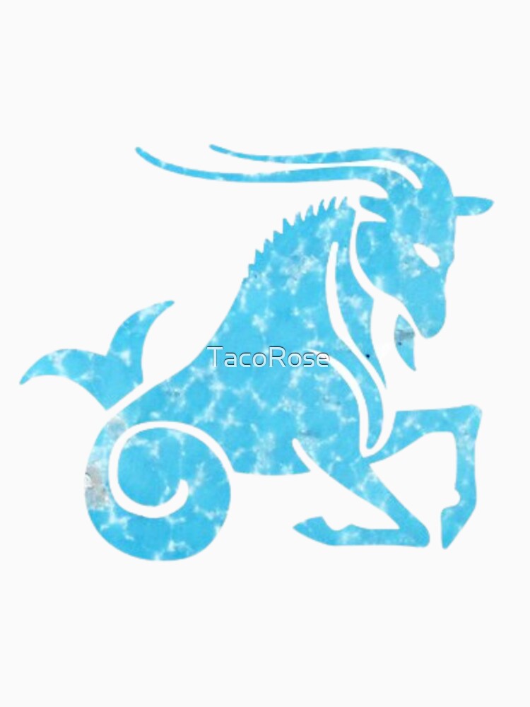 Capricorn Zodiac Symbol Silhouette Design With December Birthstone Turquoise Background by TacoRose