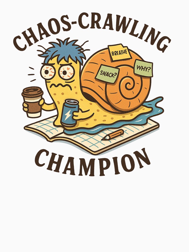 Chaos-Crawling Champion – Funny Burnout Snailcore Design by Designeerguy
