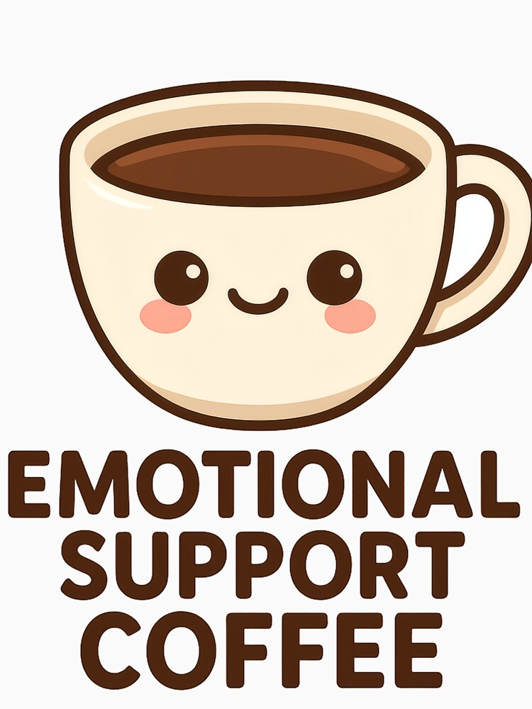 Emotional Support Coffee – Cute Coffee Cup Cartoon by Pure Nonsense