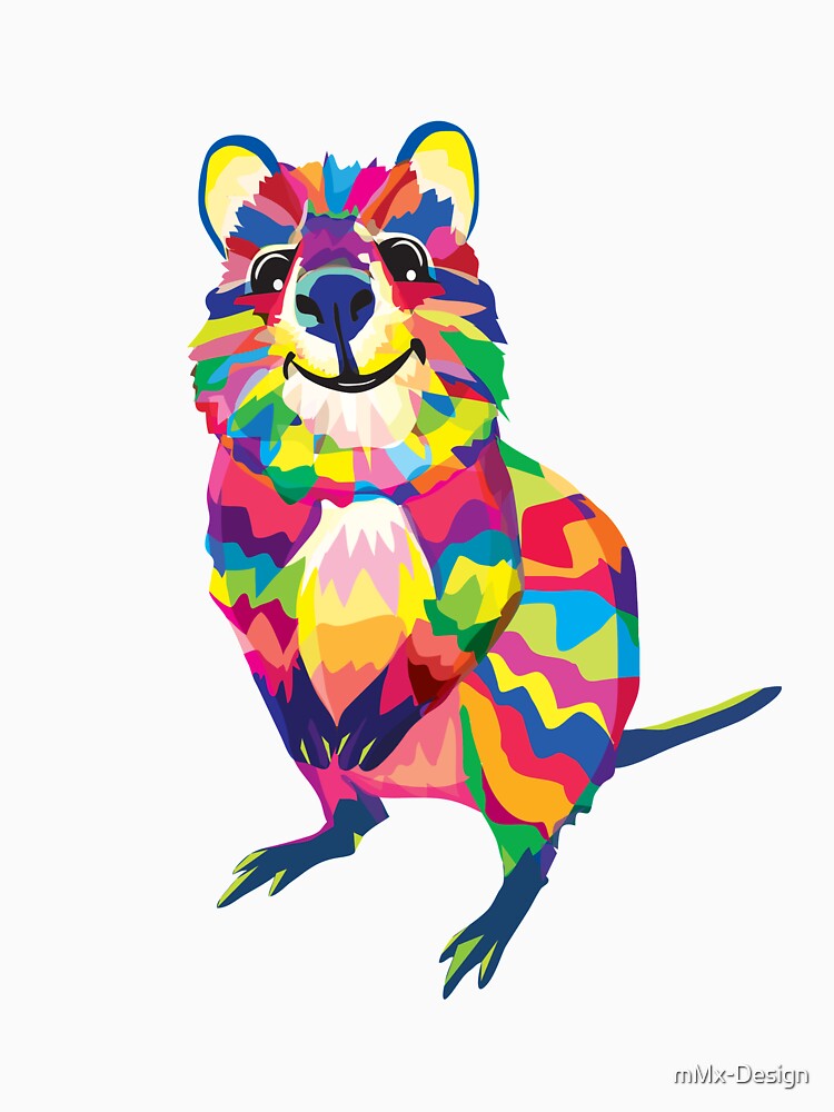 Quokka Marsupial Australia smiles geometrically rainbow by mMx-Design