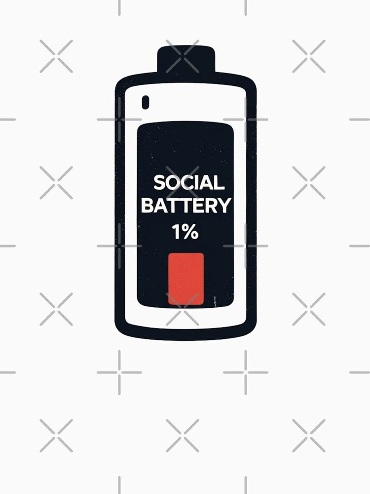 Social Battery 1% – Minimalist Funny Introvert Design by SPfashon