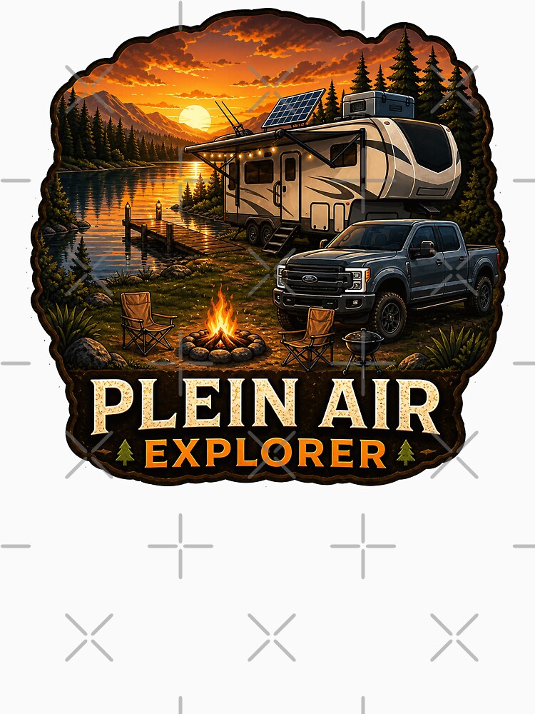 Truck Fifthwheel Art - Scenic Mountain Forest Camping Design by SasquatchTrail