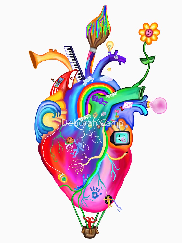 Colorful Whimsical Childhood Heart by Deborah Camp