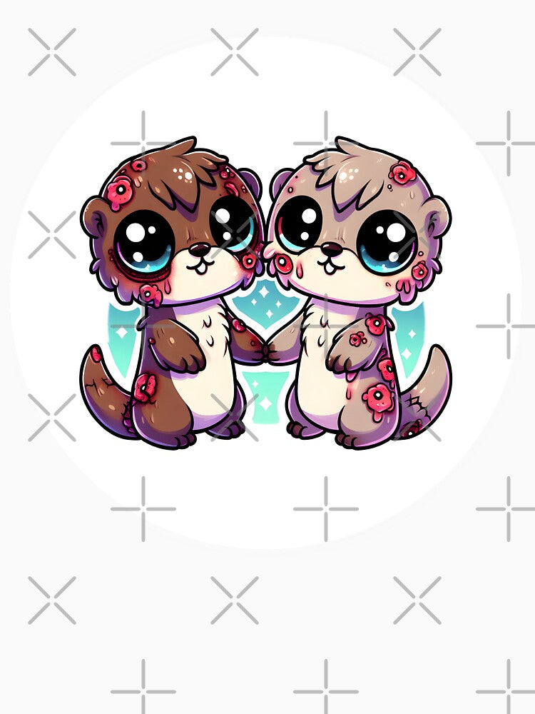 Fluffy Zombie Otters: Innocent Eyes and Eerie Hand-Holding by Mechanical-Artt