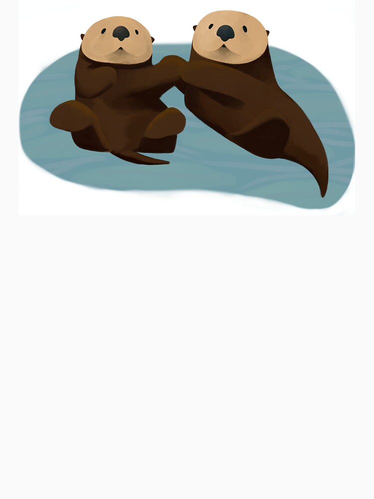 Sweet sea otters holding hands (white background) by Sage8