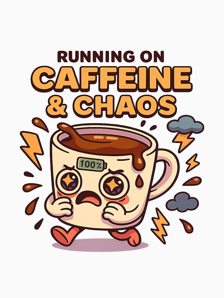Running on Caffeine & Chaos – Hyper Coffee Cartoon Design by Art-Tacos