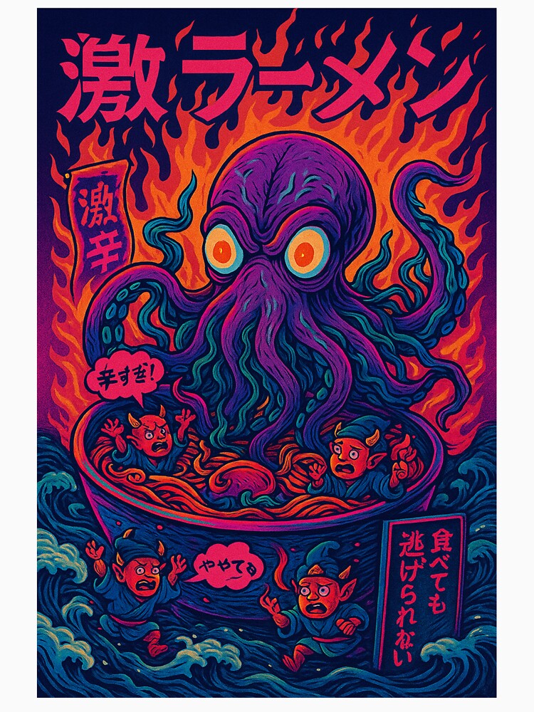 Spicy Ramen Demon Shirt – Hell Noodles Curse – Funny Japanese Yokai Art by YamiHaus