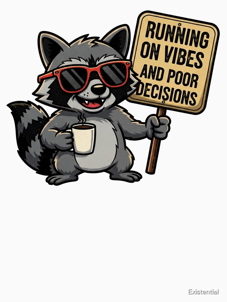 Running on Vibes and Poor Decisions Funny Raccoon Meme by  Existential
