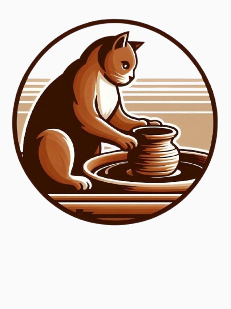 Pottery Cat – Whimsical Ceramic Artist Design by Dogandesighn