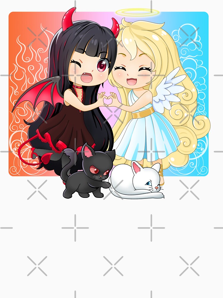 Anime Chibi Devil and Angel Love (and Kitties) by EllyMellow