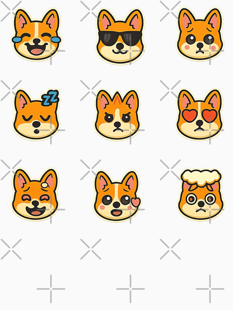 Cute Kawaii Corgi Emoji Set 3, Kawaii Corgi by graphic-genie