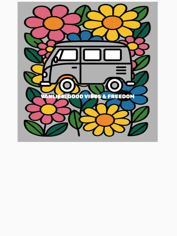 Vanlife Good Vibes & Freedom - Retro Flower Bus by The Bold Line Studio