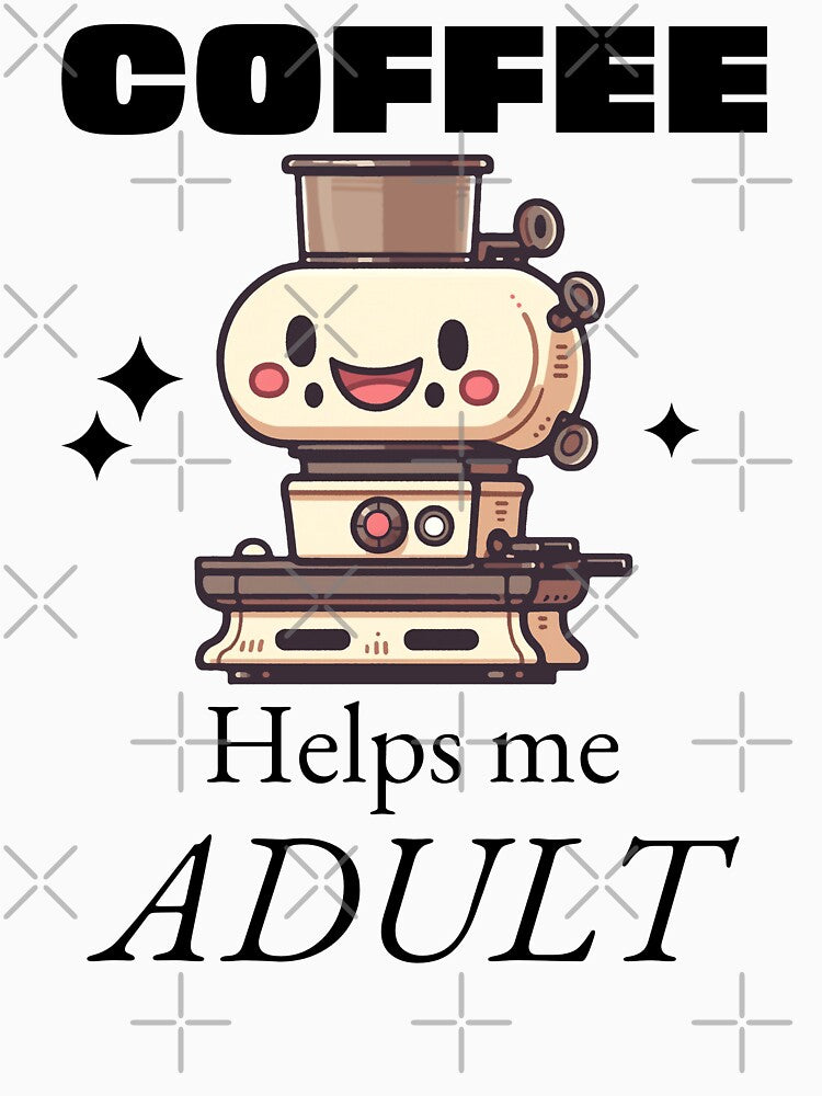 Coffee Helps Me Adult – Cute Coffee Grinder Barista Design by FusionTeeDesign