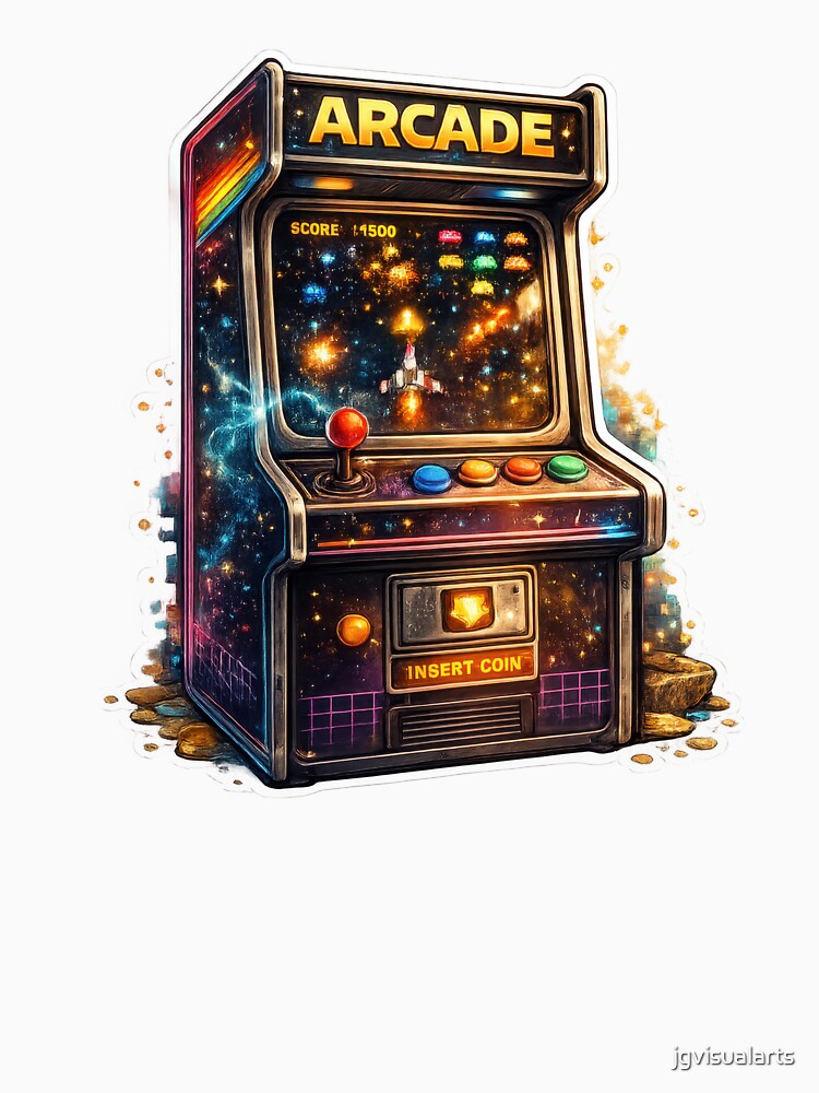 Retro Arcade Gaming Machine Cosmic Space Adventure by jgvisualarts