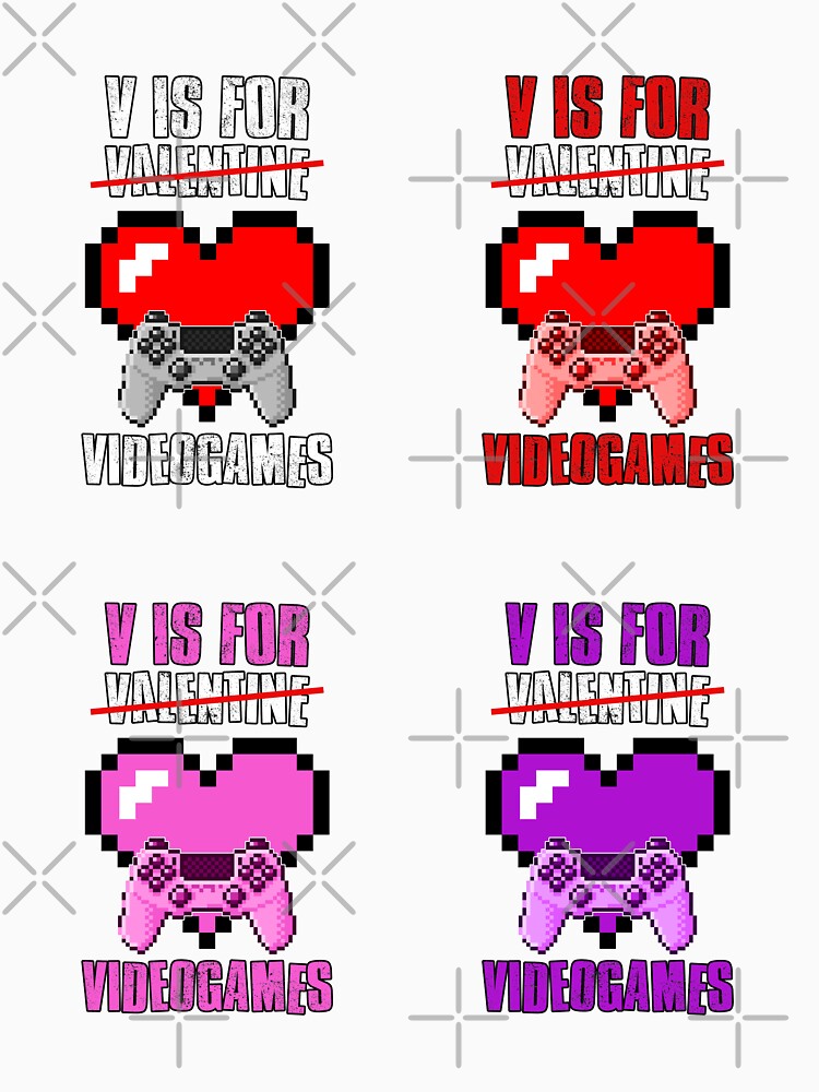 V Is For Video Games, Valentines Day, Sticker Pack by FNStuff