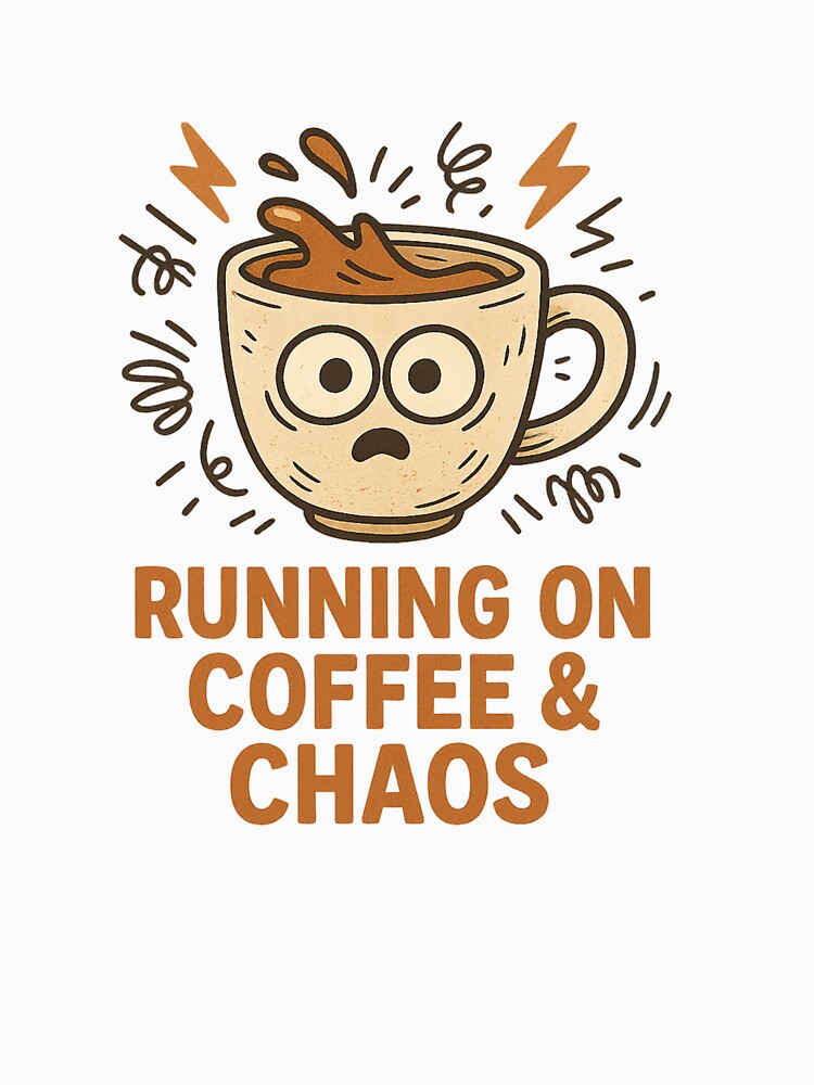 Running on Coffee and Chaos – Funny ADHD Coffee Cup Sticker for Students & Tired Adults by Designeerguy
