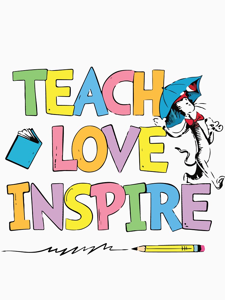 Teach Love Inspire Colorful Teacher Appreciation Typography Design by kiralynstration