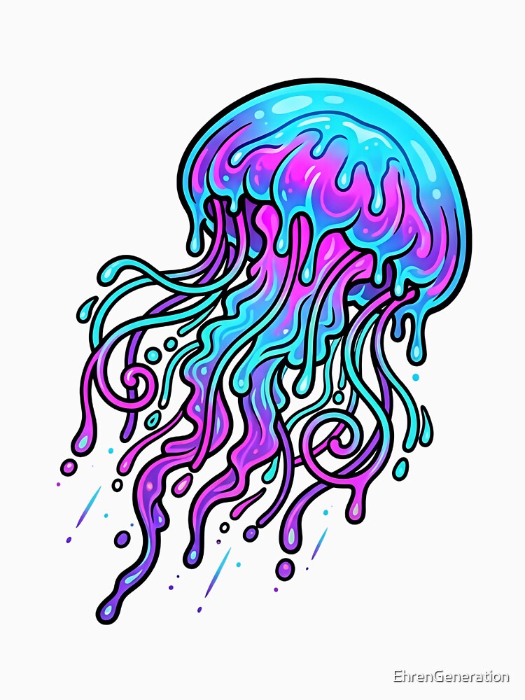 Jellyfish Neon Drip Aesthetic by EhrenGeneration