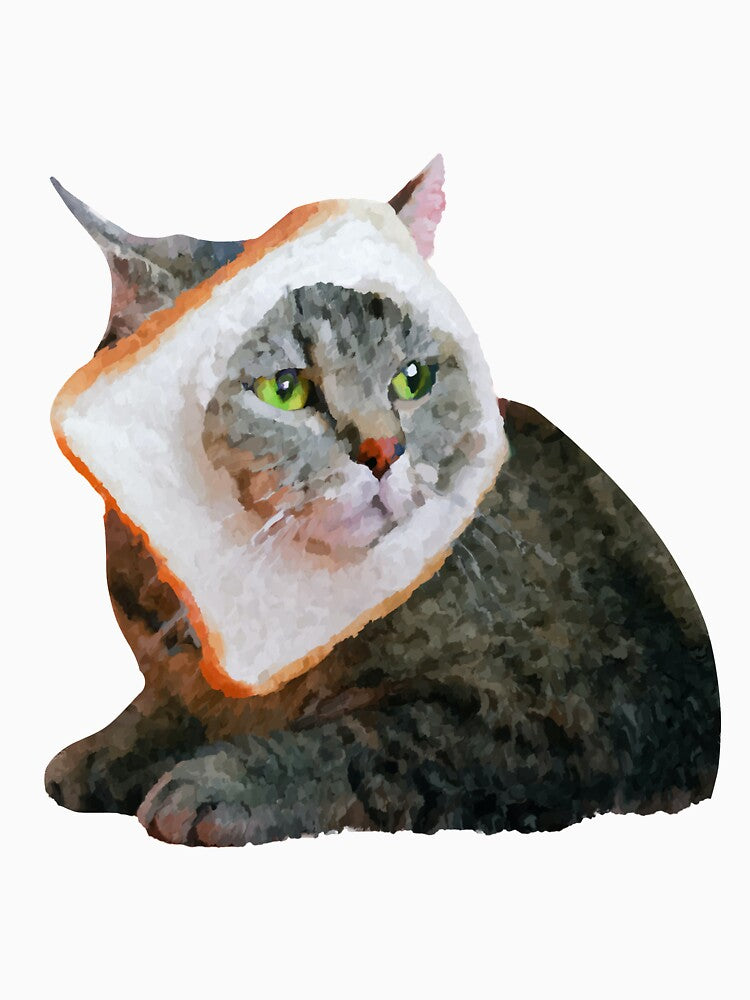Cat in bread painting by unepommedeterre