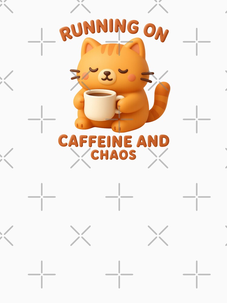 Running on Caffeine and Chaos Cute Cat Coffee by Snacky Paws