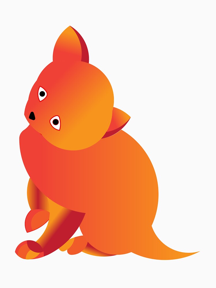 Fuzzy Gradient Orange Quokka Marsupial Art - Cute Minimalist Wildlife Design by Abaseen