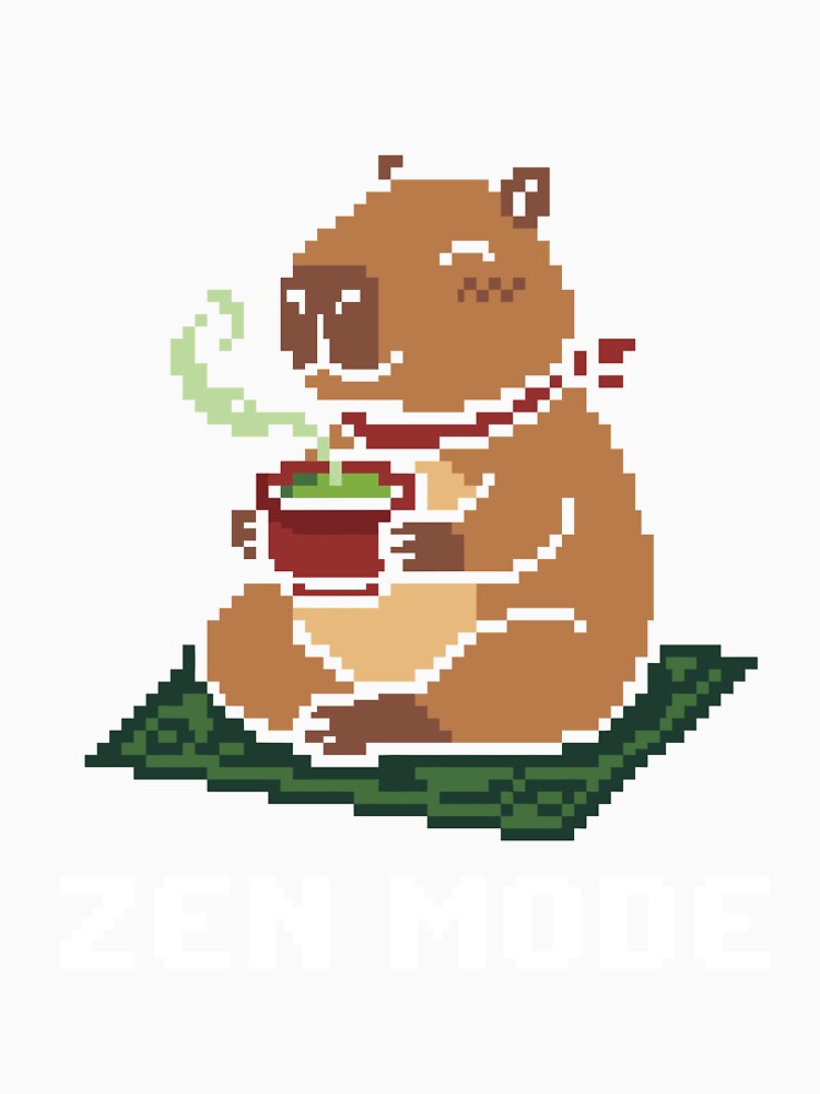 Cozy Capybara Tea Time - Cute Zen Pixel Art by artistastshirt