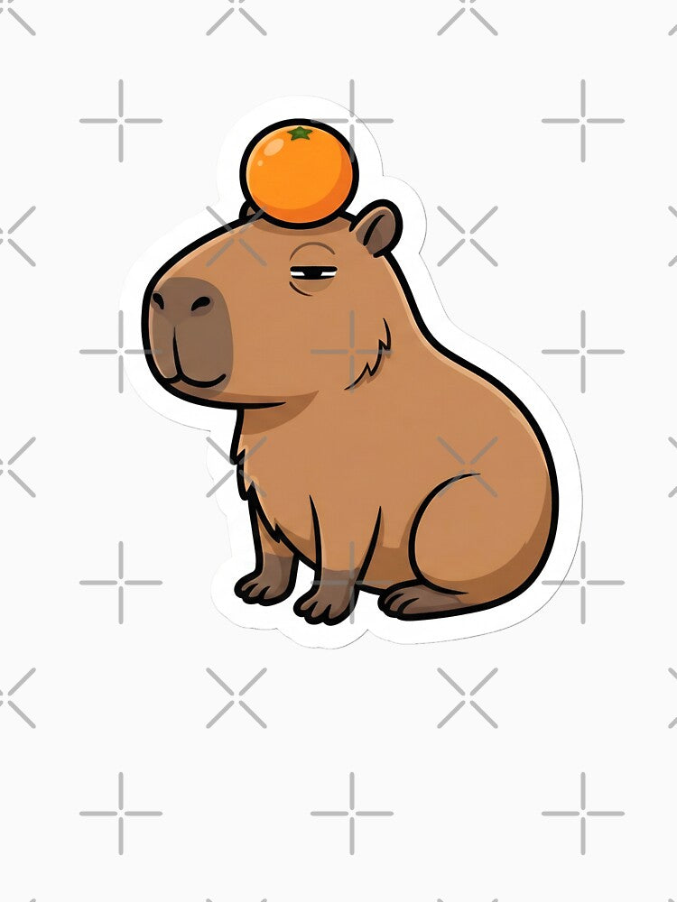 Chilling Capybara with Orange on Head by StickyGuys