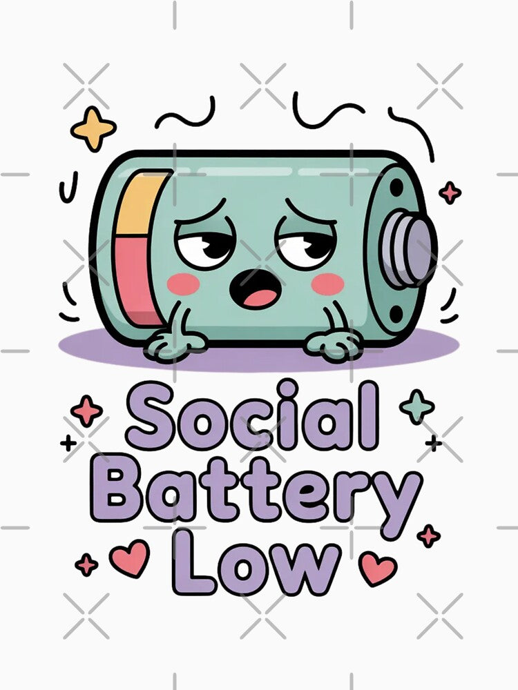 Social Battery Low Cute Sticker Introvert Life, brafdesign by Brafdesign