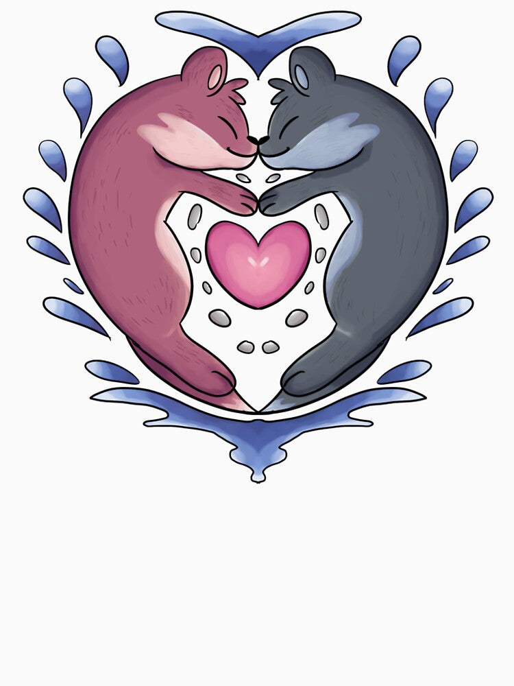 Cute Cartoon Love Otters Holding Hands Pattern by PugFan19